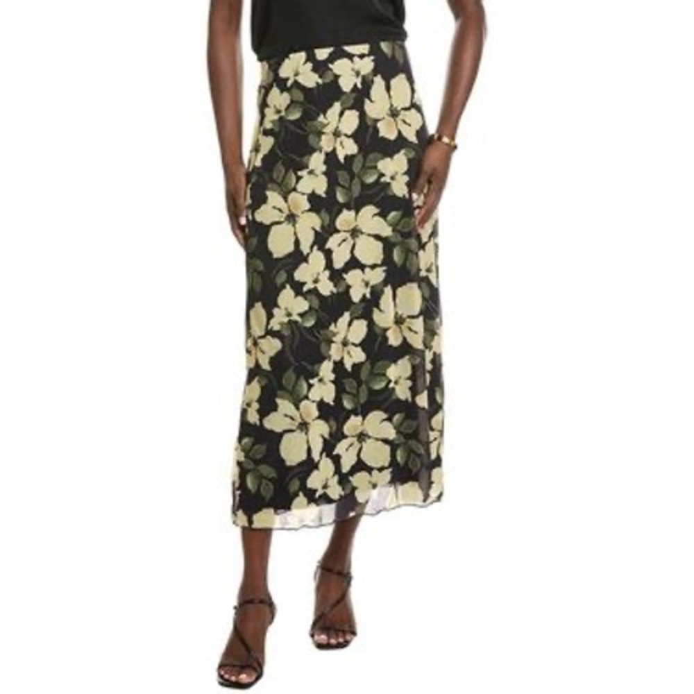 New Z Supply Eda Ren Floral Mesh Maxi Skirt Small Black Resort Botanical Skirt